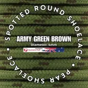 Army Green Brown Round Spotted Shoelace Bootlace Casual Shoe Work Boot SPR4MM