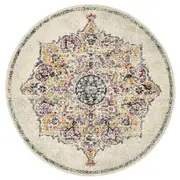 Maya Ivory Medallion Transitional Round Rug