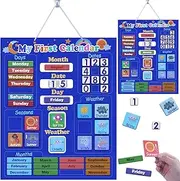 2025 Kids Calendar, My First Magnetic Learning Calendar for Kids Toddlers - Days of The Week, All about Today Board, Circle Time Classroom Preschool Calendar for Wall with Hanging Loop(40 X 32cm) Calendars & Personal Organisers