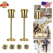 Elegant Hammered Stainless Steel Champagne Ice Bucket with Removable Stand