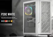 Antec P20C White, E-ATX, ATX, USB-C, Cable management , 4x HDD or SSD , 375mm GPU, 170mm CPU 3x PWM white 12 CM Fan, Tempered Glass, Gaming Case