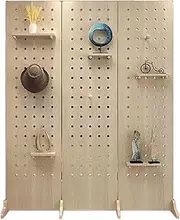 Folding Pegboard Partition Screen,2/3/4/5 Panel Pegboard Room Divider Panel,Room Divider Wall with Base,for Bedroom Bazaar Jewelry Store(Style 2,180x40cm-3 Panel)