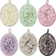 Boao 6 Pcs Bath Shower Pouf Sponge Mesh Pouf Shower Ball Exfoliating Body Sponge Pad Scrubber Glove with Flower Bath Ball (Multi-Color)