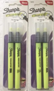 4 Sharpie Clear View Stick Highlighter w/ Smear Guard.