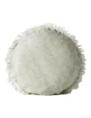[Aura Home] Vintage Linen Fringe 45cm Round Cushion in Fennel
