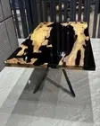 Black Solid Epoxy Coffee , Dining Table Top Walnut Wooden Handmade Table Gift