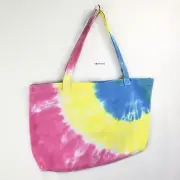 Soft Canvas Tie-Dye Rainbow Multicolor Shopper Tote Shoulder Beach Carryall Bag