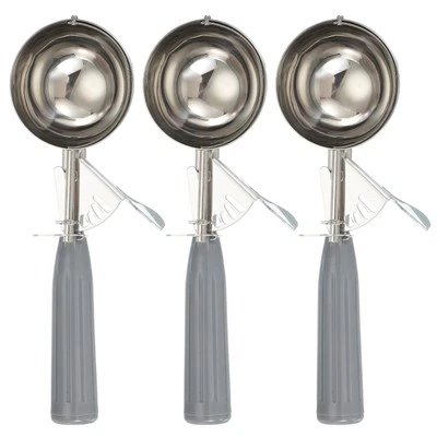 3 Pcs Cookie Scoops, Ice Cream Scoop with Trigger, Gray