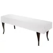 Bench Cushion Cover Stretch Jacquard Checkered Dining Bench Cover, White