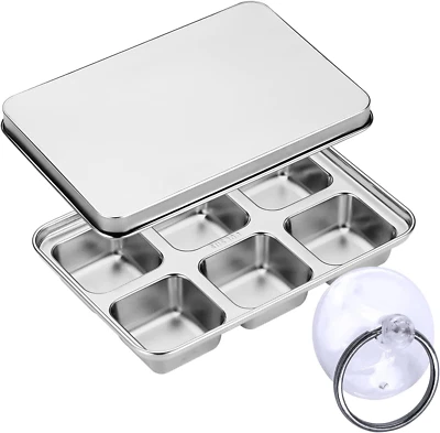 Ice Cube Trays, Stainless Steel Lid Ice Cube Tray with Suction Cup Super Easy Re