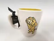 Rae Dunn COURAGE Wizard Of Oz Cowardly Lion Mug Ivory Yellow Interior