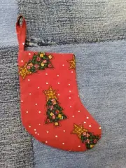 Christmas Stocking Handmade Lined Mini 6" Rustic Christmas Tree Gift Card Holder