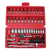 46 PCS Chrome Vanadium Socket Set Tool Box Set Ratchet Spanner Wrench Set