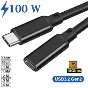 USB 3.2 Type-C Extension Cable USB-C Male to Female Charging 100W 4K 10Gbps Cord