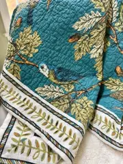 50"x70" Quilted Throw Blanket Acorn Oak Leaf Blue Bird - John Derian Target 2024