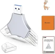 USB 3.0 Flash Drive 64gb for iPhone, 3in1 External Memory Picture Keeper Storage Stick for Photo/Video/Data Saver/Backup, V10.45High Speed Thumb Drives for iPhone/iPad/Android/PC - Mouse