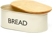 Premium Metal Bread Box with Bamboo Lid Large Bread Bin Storage Container And...