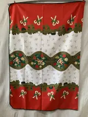 Tablecloth Rectangle Holiday Candy canes Bow Table Cloth Christmas Party Decor