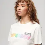 【SUPERDRY】女裝 短袖T恤 RAINBOW LOGO RELAXED(米白)