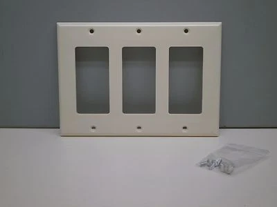 (10-Pack) Three 3 Gang Decorator Rocker Switch Wall Plate Cover Light Almond