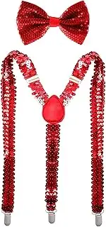 [Generic] Premium Sequin Bow Tie & Suspenders Set