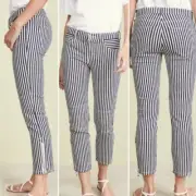 CURRENT ELLIOT Pants Blue Capri Tapered Lexton Stripe Ankle Zip NWT size 24