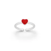 STERLING SILVER Toe/Pinky Ring red heart love Adjustable