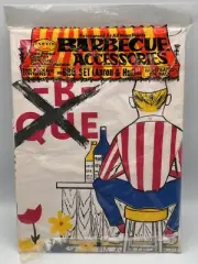 Vintage Parvin Creations BBQ Barbecue Apron and Hat Gift Set, Man Sitting at Bar