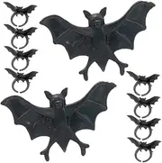 Generic 50pcs Black Bat Ring Rings Trinket Pops Fidgets Sticker Toss Basket Topper Bats Small Ring Punk Ring Bat Ring Party Favors Decorative Ring Costume Accessories Plastic