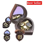 Beautifully Polished Walnut Heart Music Box - 18-Note Sankyo Tune: Greensleeves