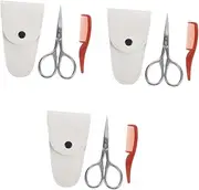 9 pcs 1 Mustache Trimming Scissors Stainless Steel Beard Shears with Comb for Barbershop Home Use Portable Grooming Tool in Random Color for