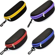 [Jindizi] Waterproof Sunglasses Case, Portable Travel Zipper Eyeglasses Case Hook Zipper Hard Shell Box With Belt Loop and Clip