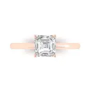 14K Rose Gold Solitaire Anniversary Ring, 1 ct Asscher Cut Simulated Diamond