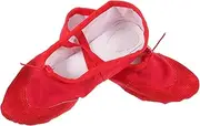 [Holibanna] Professional Slip Sole Ballet Shoes Elastic Laces for Kids Adults Dance Yoga Size 38 Red