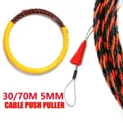 30/70M 5MM Wire Conduit Cable Push Puller Rodder Snake Fish Tape Wire Guide Tie
