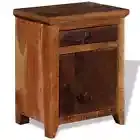 Reclaimed Wood Bedside Table Drawers Storage Side Cabinet Bedroom Nightstand