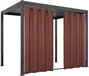 Easy-Going Linen Look Outdoor Curtains Waterproof Windproof Porch Curtains, Soft Thicken Outdoor Privacy Curtains for Patio, Gazebo, Grommet Top and Tab Bottom Drape, 1 Panel, 54x84 inch, Terra Red