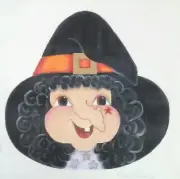 Sandy Jenkins needlepoint HP handpainted canvas WITCH 92 13mesh 13"x12.5"