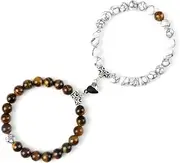 [DAIJES] Heart Shaped Magnet Couple Bracelet 2Pcs/Set Natural Stone Beads Bracelet For Lovers Day
