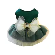 Pet Dress Comfortable Fashionable Dog Princess Dress with Bow Decoration And Traction Ring Pet Green XL
