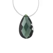 Cubic Zirconia Flat Pear Briolette Pendant Bead 12x20mm Blue Green #96251