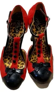 Women's Retro Heels Red & Black By 'Pin Up Couture'- NEW IN BOX- RRP $129- UK 11