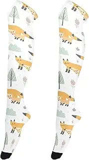 [Caihoyu] Knee-High Socks for Women Lightweight Long Thigh High Socks Thigh High Sock for Special Occasions Cute Foxes Mothers Baby, Cute Foxes Mothers Baby
