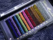 Fake Eyelash Individual Extension 12mm C Curl Coloured Glitter Lash Extensions