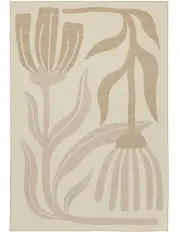 [Miss Amara] Perlha Botanical Washable Rug in Beige