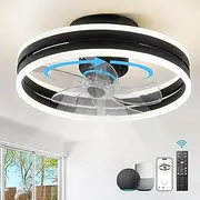 Bacowikin 360° Oscillating Ceiling Fans with Light and Remote, Air Circulator Ceiling Fans with 6 Speed Reversible Blades for Bedroom,Smart Ceiling Fan with Alexa/Google Assistant/App/Remotes