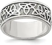 [JewelryWeb] 925 Sterling Silver Solid Polished Artisan Oxidized Antiqued Celtic Knot Ring Band Style-Ring for Women
