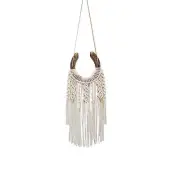 Dielianyi Equestrian Macrame Wall Hanging Equestrian wall art Handmade White
