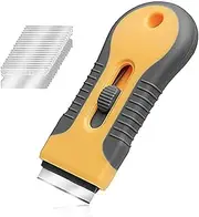 QYINXIU 1.5inch Razor Blade Scraper, Glass & Ceramic Hob Scraper Knife Cleaner, with 15 Replaceable Metal Blades, Metal Scraper Comfort Grip
