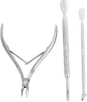 Clisted Nail Cuticle Nipper with Trimmers Pusher Pack of 3 Manicure Scraper Tool